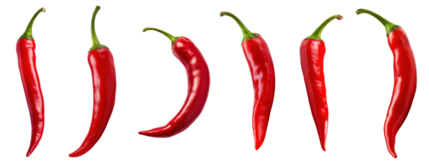 Red chili peppers of different shapes and sizes.