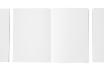 White notebook clipping with three side-by-side spreads