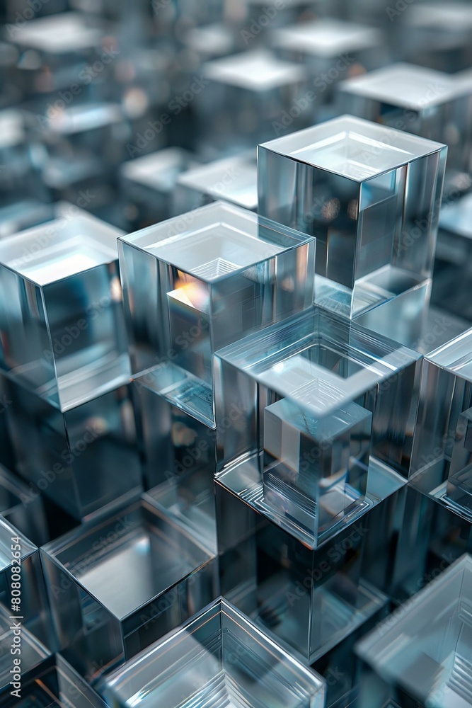 Poster abstract 3d rendering of glass cubes background