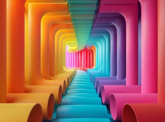 Rainbow color tunnel