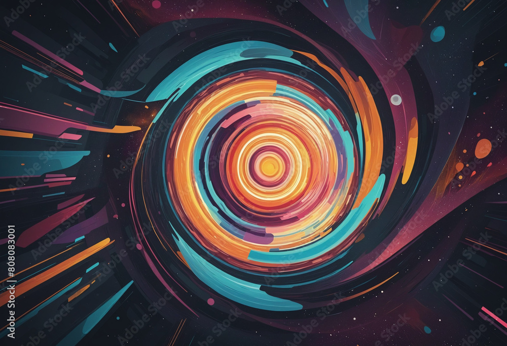 Fototapete abstract vector shapes generated by ai technology, with vibrant colors and intricate patterns floati