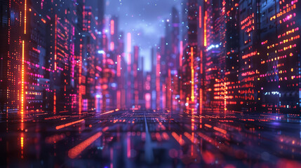 Fototapeta premium A digital city with a futuristic atmosphere