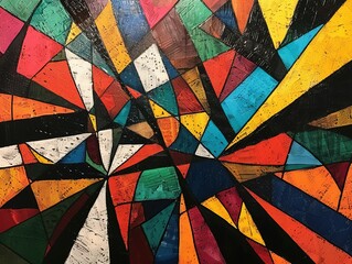 Fototapeta premium Bold geometric patterns clash and converge in a kaleidoscope of colors, symbolizing diversity and unity A powerful statement piece