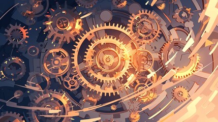 Mechanical gears and cogs interlocking in a symphony of motion and precision.