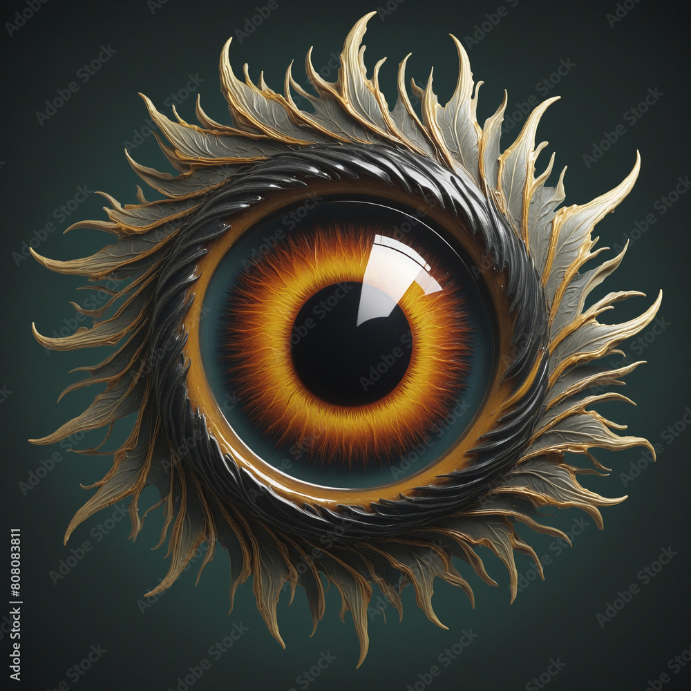 Poster eerie autumn eye design isolated on a transparent background using generative ai technology