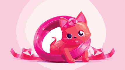 A playful 3D vector illustration of a pink pet toy