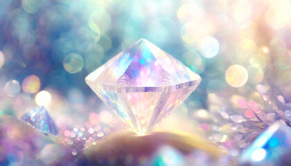 たくさんのクリスタル、ダイヤモンド、逆光、宝石、玉ボケテクスチャ、ミニチュア、透明感、玉虫色、繊細 2024