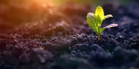 Sprouting in dry soil: A symbol of growth and resilience in harsh environments. Concept Resilience,...