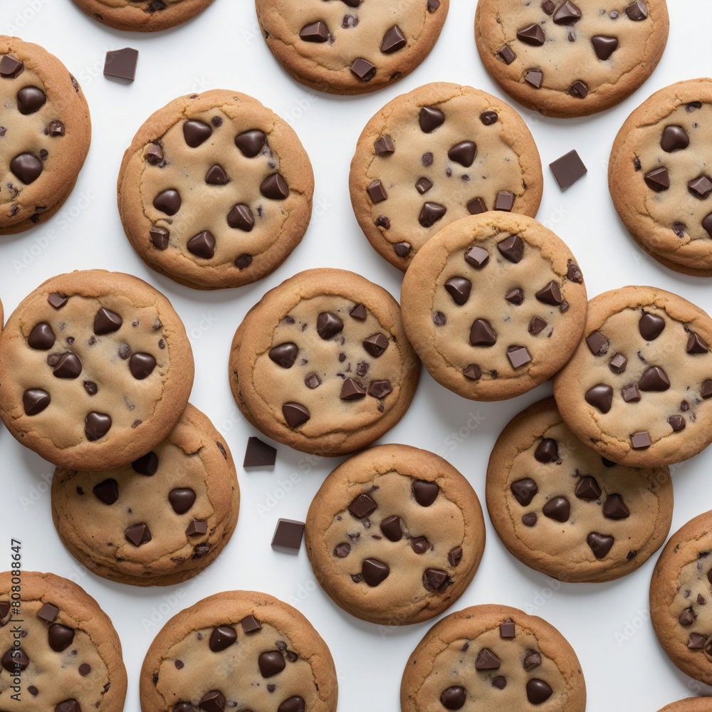 Poster generative ai creates mouthwatering chocolate chip cookies on a clear background
