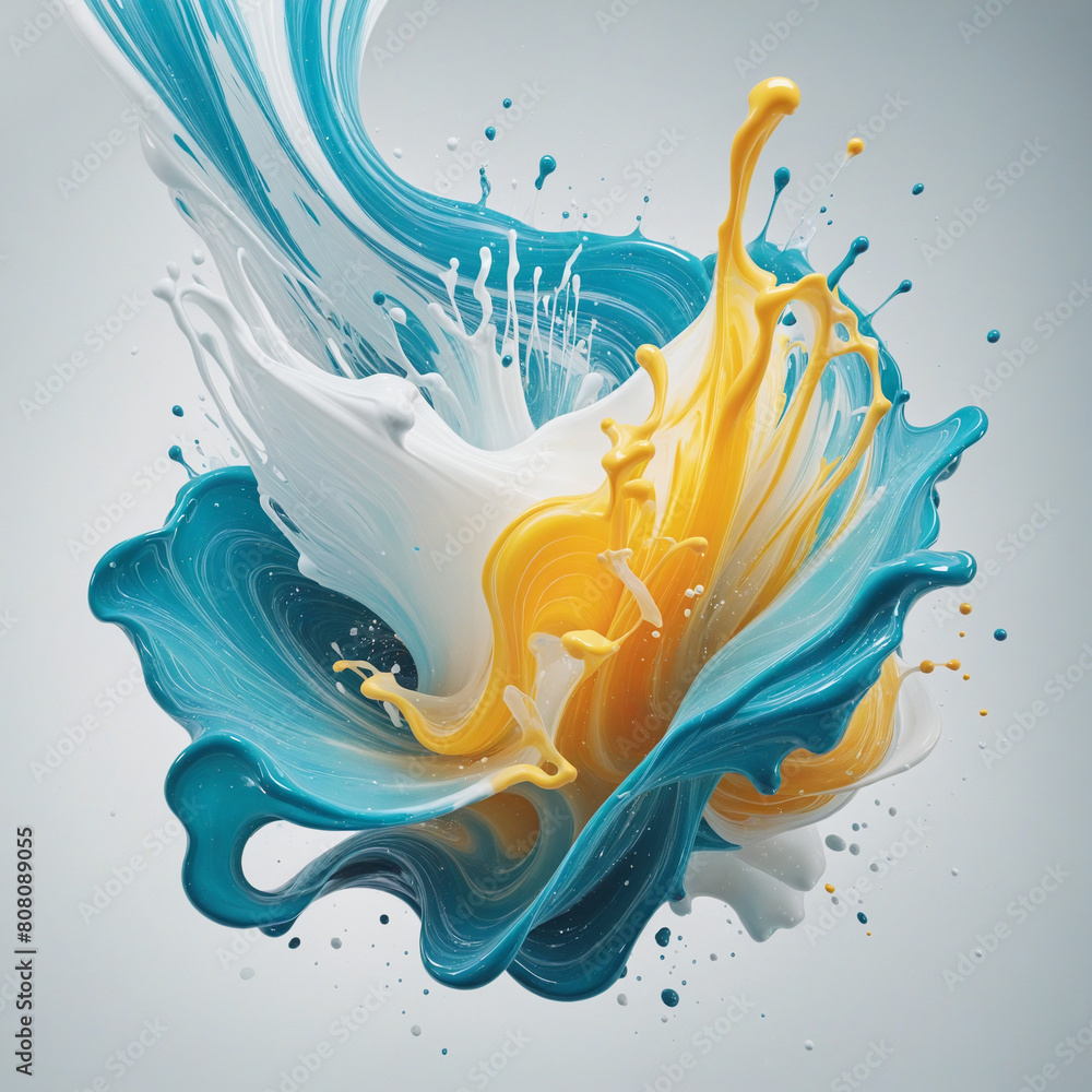Fototapete abstract three-dimensional design created with generative ai, featuring a clean white border frame a