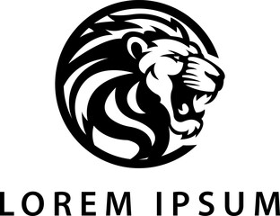 Web lion head logo, simple logo in black and white