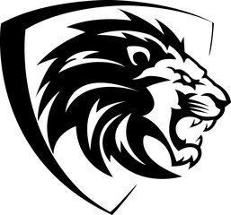 Web lion head logo, simple logo in black and white