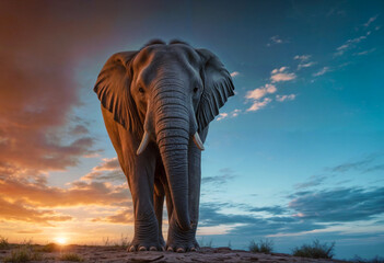  L'elefante in tutta la sua bellezza al tramonto