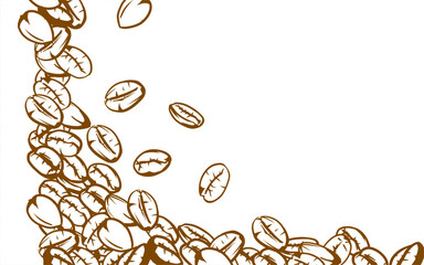 coffee background. Coffee beans in frames, border. Coffee beans Isolated on a white background. Coffee beans wallpaper. Coffee Beans Illustration for packaging.