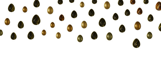 Easter horizontal border with gold eggs