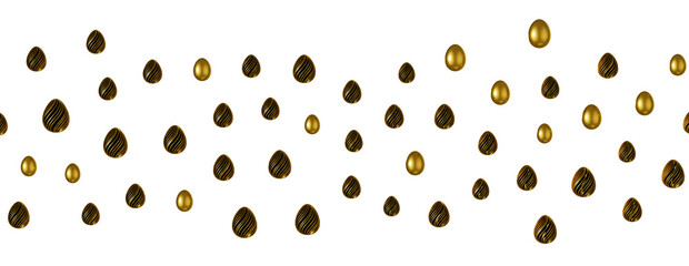 golden and silver eggs isolated on white background with shadow. Easter eggs