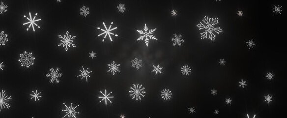 Snowflakes - Abstract Gold Star Falling Soft Focus Background, 3D rendering.