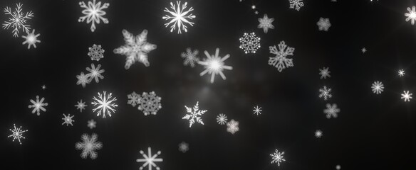 Snowflakes - Abstract Gold Star Falling Soft Focus Background, 3D rendering.