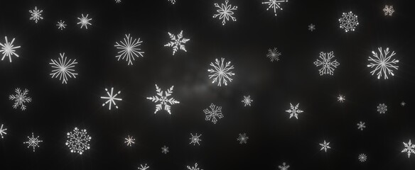 Snowflakes - Abstract Gold Star Falling Soft Focus Background, 3D rendering.
