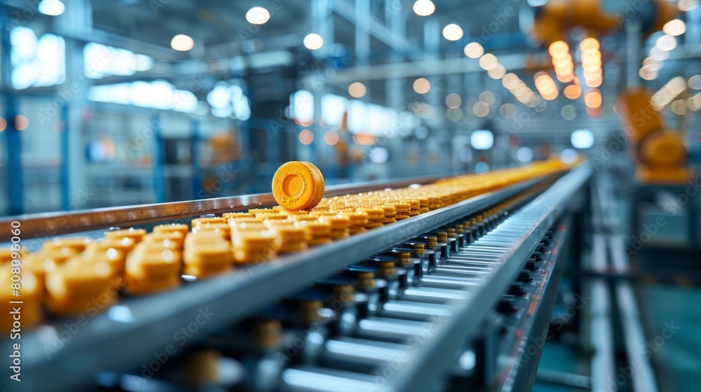 Poster industrial automation, robotic automation in manufacturing industry involves automated machines proc