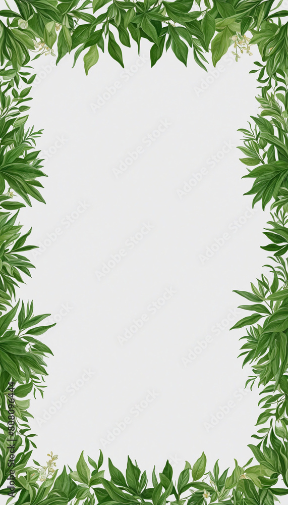 Poster ai-generated botanical design featuring transparent botanical elements framed as border with generat