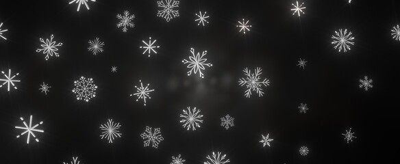 Snowflakes - Abstract Gold Star Falling Soft Focus Background, 3D rendering.