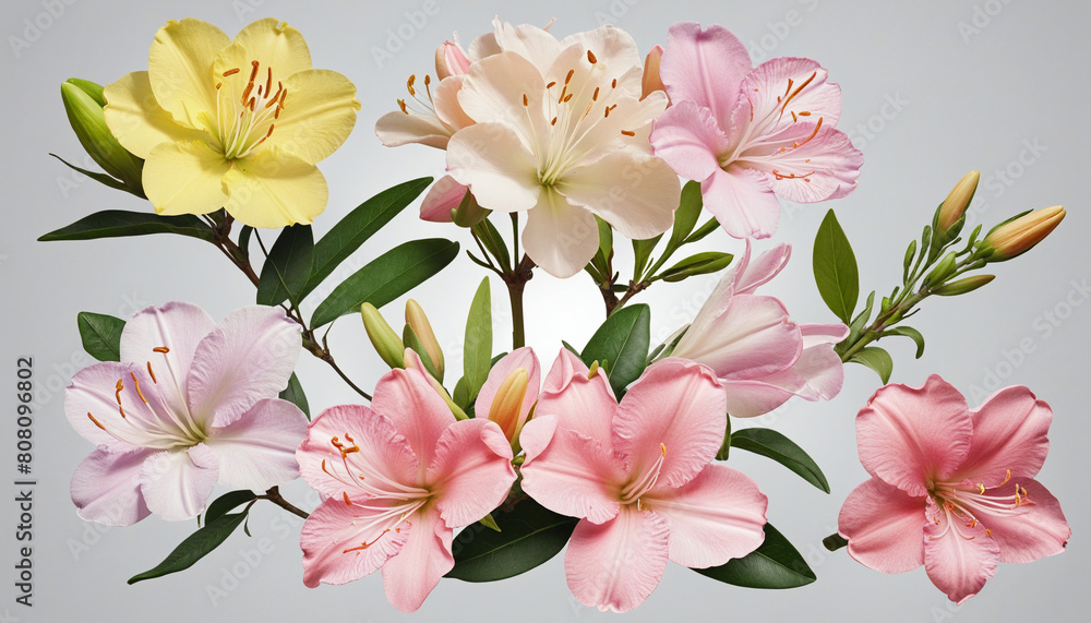 Poster ai-generated botanical graphic design collection featuring a selection of isolated vector flowers in