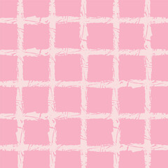 Vector hand drawn crayon checkered pattern. Grunge Doodle Plaid geometrical blue white brush texture. pencil Crossing lines. Abstract pattern.