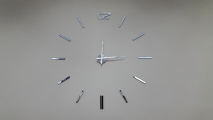 Clock face. The dial on the clock. Wall clock with arrows