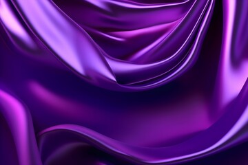Luxury 3d silk texture purple background. Fluid iridescent holographic neon curved wave in motion purple elegant background. Silky cloth luxury fluid wave banner.