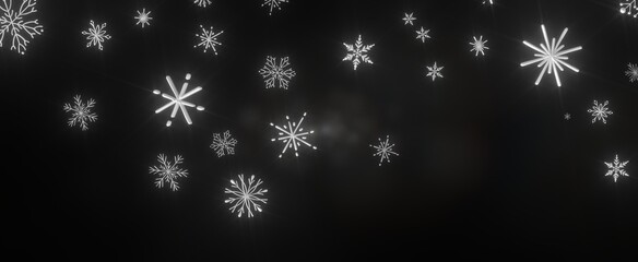 new year pattern. Christmas theme, golden openwork shiny snowflakes, star, 3D rendering.