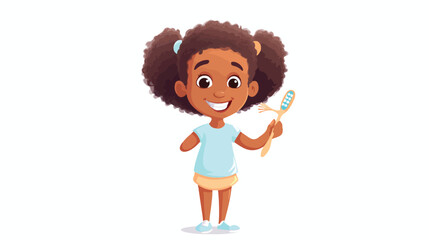 African american kid girl with toothbrush in hands
