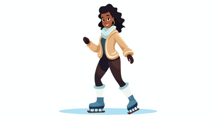 African black beautiful woman wearing ice skates ca