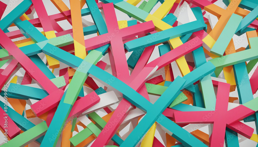 Poster colorful three-dimensional cross shapes creating a futuristic abstract background with geometric per