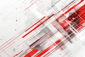 Abstract white gray and Red vector blueprint background with modern design. Vector abstract futuristic architecture concept with digital geometric connection red lines