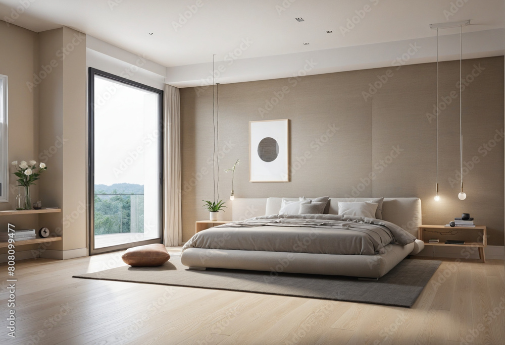 Poster minimalistic scandinavian design concept with wood elements and neutral tones creating a comfortable