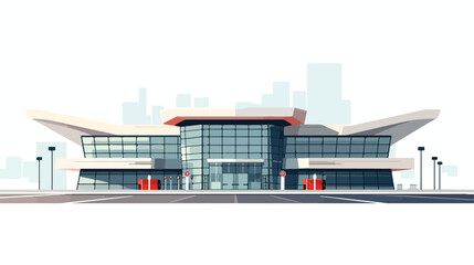 Airport terminal building with glazed big windows f