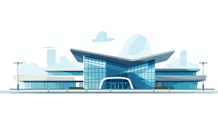 Airport terminal building with glazed big windows f