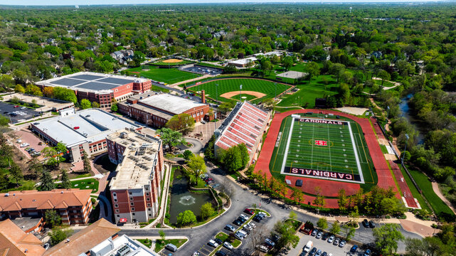 Aerial view of downtown Naperville, Illinois, USA. 2024