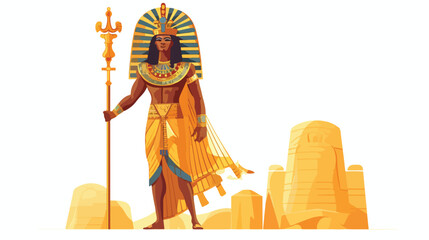 Amun Ra god of sun of ancient Egypt flat vector ill