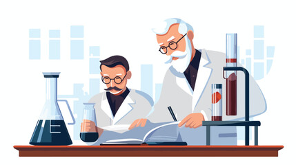 An old man a scientist and a professor with mustach