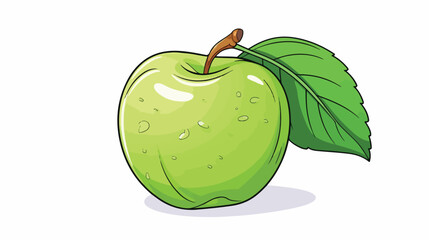 Apple with leaf vector illustration in sketch style