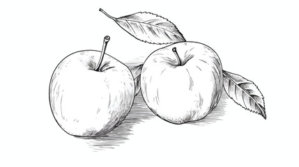 Apple with leaf vector illustration in sketch style
