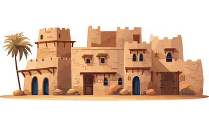 Arabian city building exterior flat vector illustra