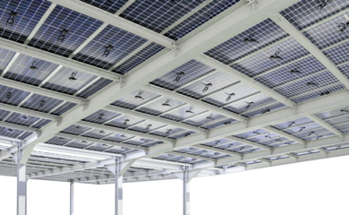 New Semi-transparent photovoltaic modules shade a parking lot