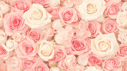 Beautiful pink and white roses background - soft focus with vintage filter
