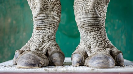 Closeup Examination of Rhinoceros Legs in a Veterinary Clinic Setting Generative ai