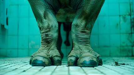 Endangered Rhinoceros Legs on White Scale Highlighting Wildlife Conservation Campaign Generative ai - obrazy, fototapety, plakaty