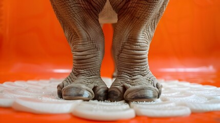 Whimsical White Scale Highlights Playful Rhinoceros Legs in Childrens Book Generative ai - obrazy, fototapety, plakaty
