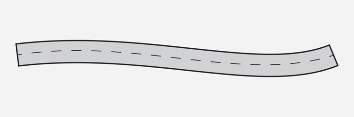 Road icon. Asphalt Road with  White Line.  Highway road icon. Winding road vector illustration.